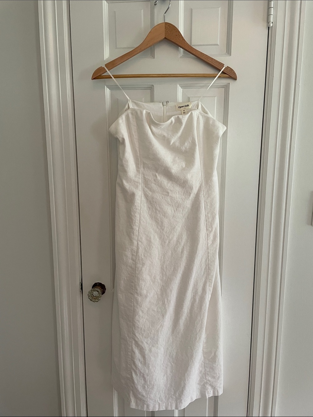 Classic White Strapless Midi Dress by Open Edit